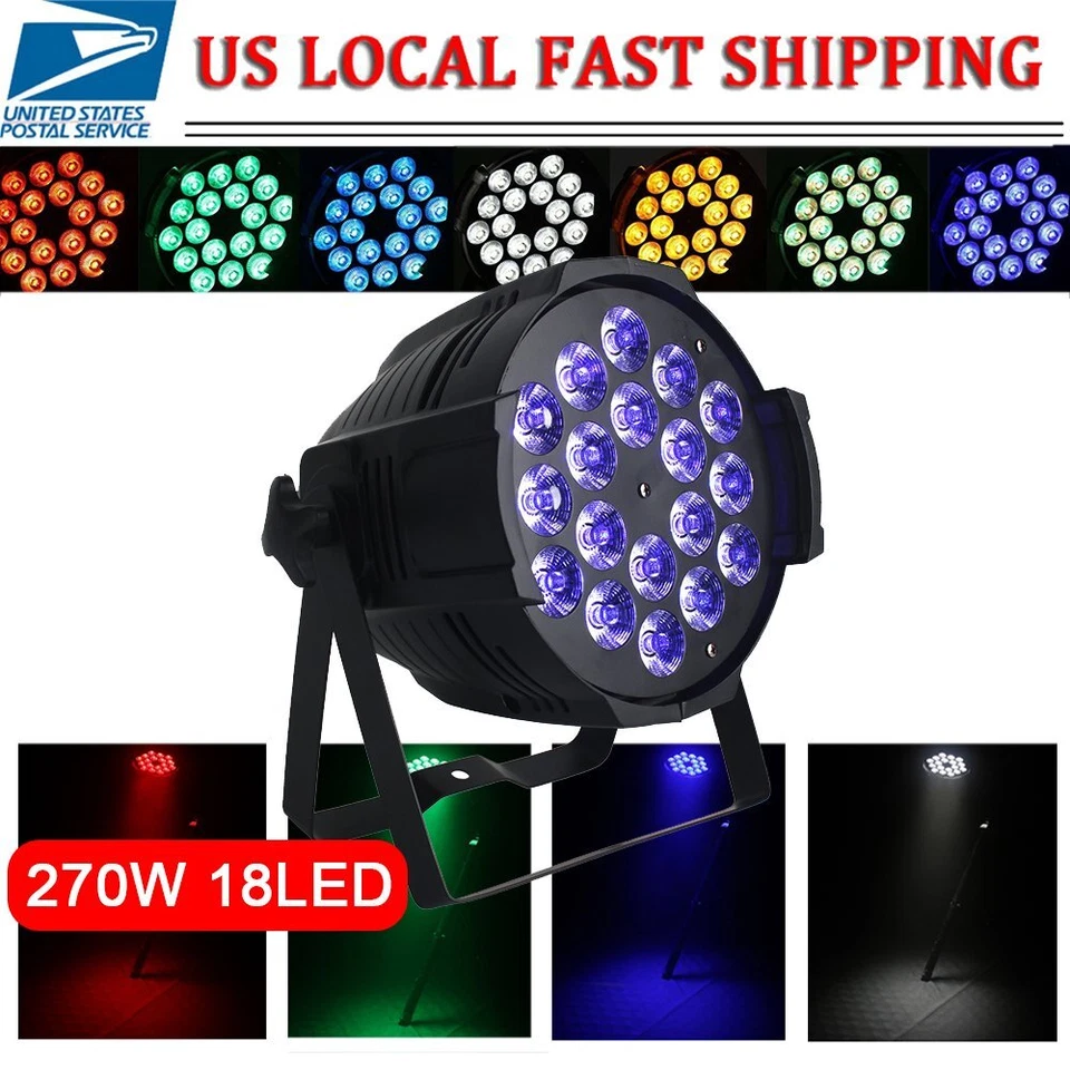 18LED Par Can Stage Lighting RGBW 270W Strobe Beam DMX DJ Disco Party Show Light - Image 2 of 4
