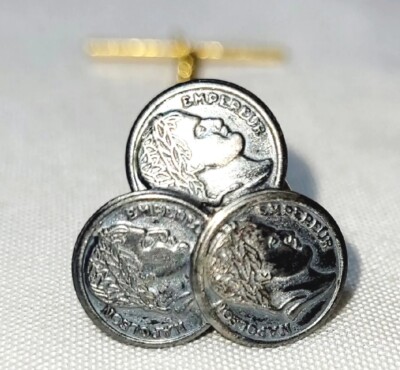 Napoleon Empereur Vintage Silver Tone 3 Coins Small Tie Bar Clip 