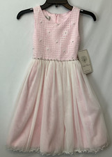 Couture Princess Sleeveless Dress Girls Size 12 Pink White Pearl Embellished