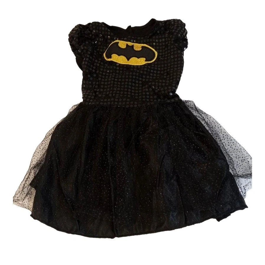 Batgirl Dress Girls Sz Small M Black Gold Sequin Tutu Dress Costume Halloween - Image 3 of 4