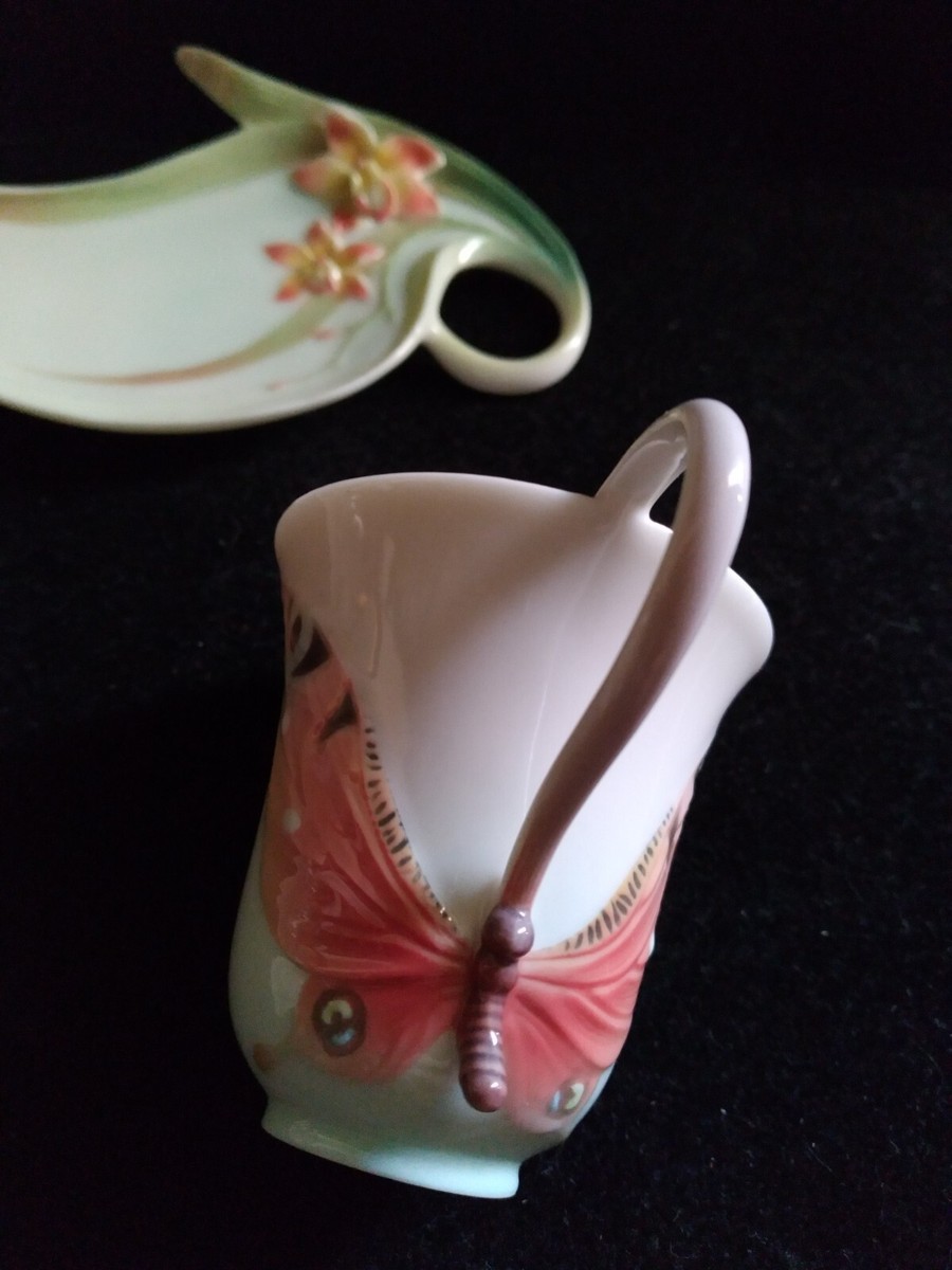Franz Porcelain Collection Butterfly Flowers Coffee Demitasse Cup