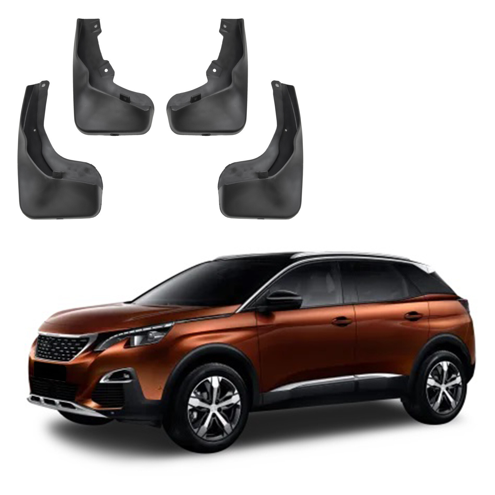 Évitez les éclaboussures : Bavettes de protection auto en ABS noir pour Peugeot 3008