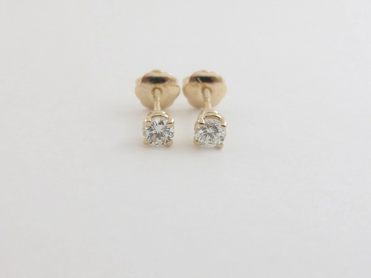 Children's Diamond Stud Earrings Screw Back .14TCW | 14K Gold