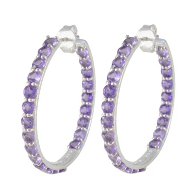 Anmutige, glamouröse Amethyst-Edelstein-Silberohrringe zum Erinnern. 925er-Silbe - Bild 1 von 3