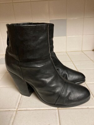 Rag & Bone Black Leather Harrow Boots Size 40