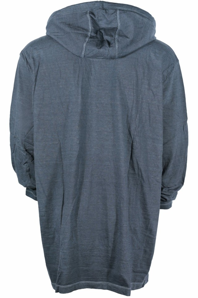 Sweat à Capuche Kitaro Manches Longues - Coton Mélangé, Gris Bleu, Taille Grande, Coupe Regular