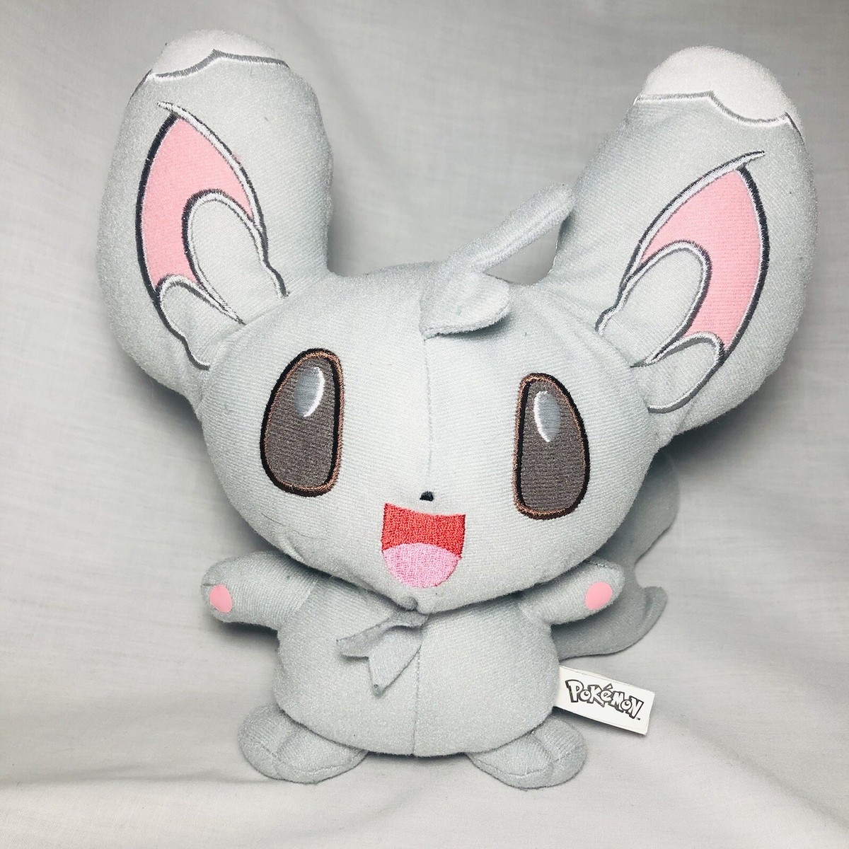 Minccino 10” Pokemon Plush Gray Big Ears Mouse Toy 2011 Generation