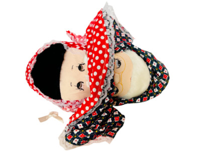 Little Red Riding Hood reversible Doll Plush vtg Big Bad Wolf figure grandma mcm