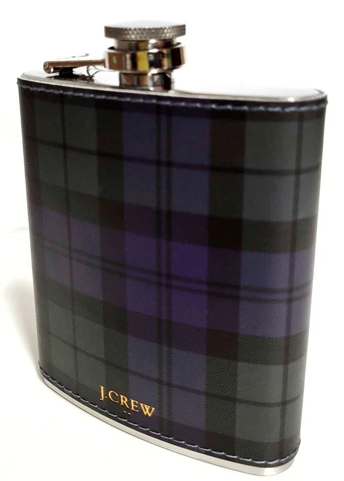 Reloj J.Crew Factory Negro Frasco a Cuadros Reloj Negro Azul Marino Verde Negro 7oz Acero Nuevo con Etiquetas Foto 4 de 4