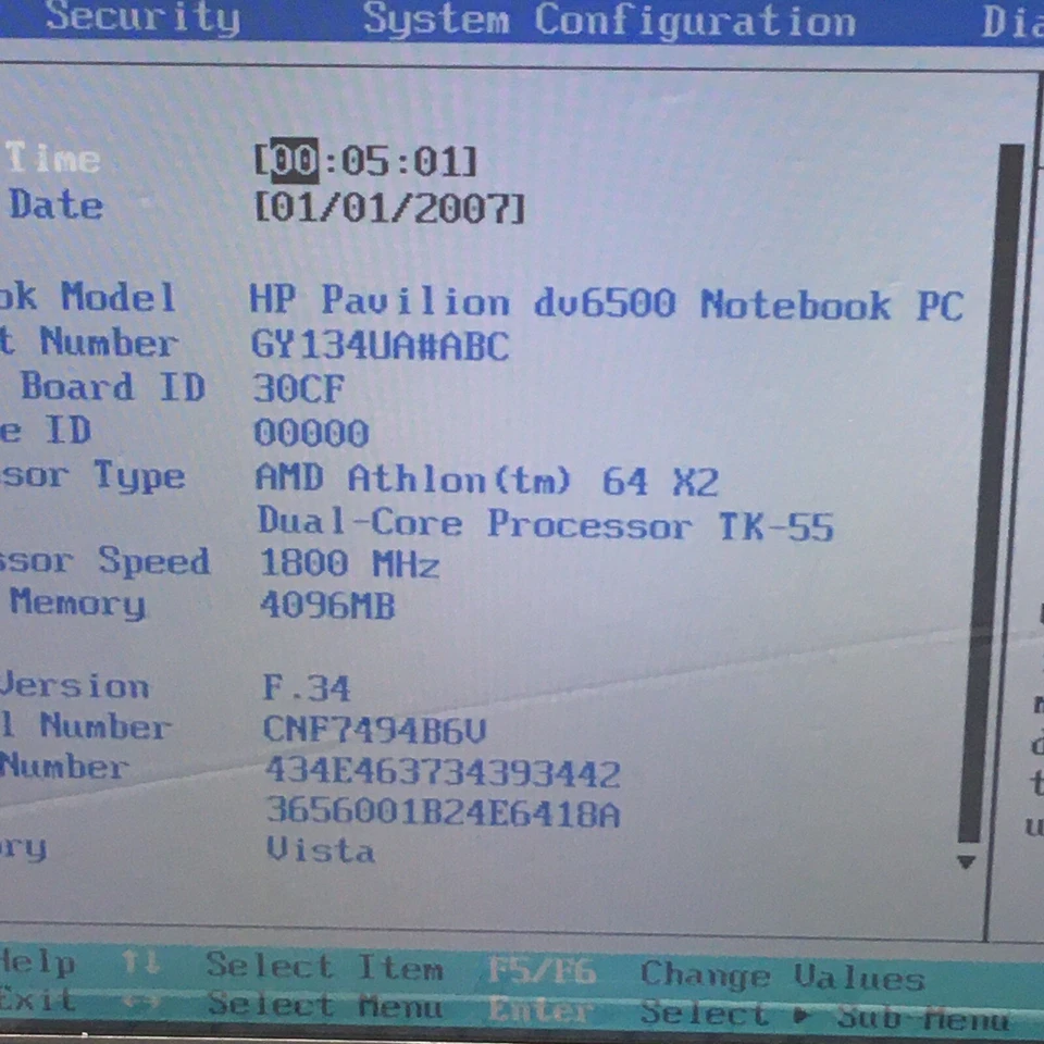 Hp Pavilion dv6500 Notebook 15.4'' Laptop AMD Athlon 64 X2 4GB Boots/Bios H2995 - Image 2 of 4