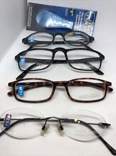 4 Pairs Mens Women Spring Hinge Round Square Oval Reading Reader Glasses 1.5X