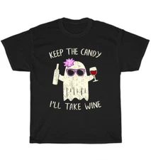 Keep The Candy I'll Take Wine Halloween Ghost T-Shirt Unisex Funny Tee Gift NEW