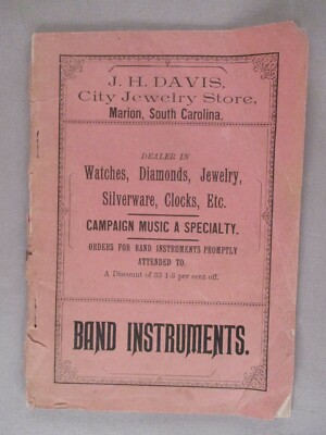J.H. Davis Band Instruments CATALOG - circa 1900 ~~ musical instruments