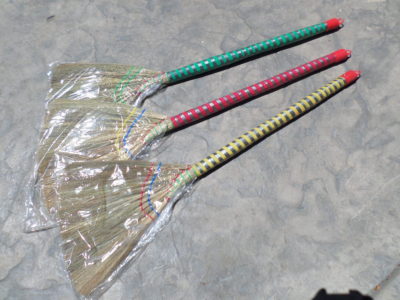 lot of 3 pcs Vietnamese soft fan straw broom w/ plastic wrap straw handle 40inch