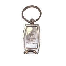 US ARMY United States Armed Services USA Silver Tone Keychain Key Ring Etched