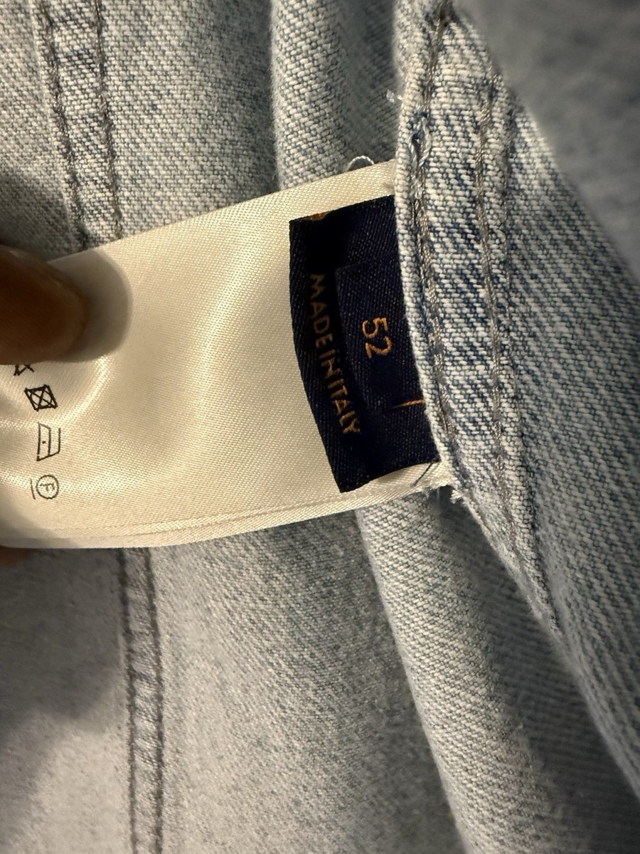 Louis Vuitton Distressed Logo Denim Jacket Men's Blue Short