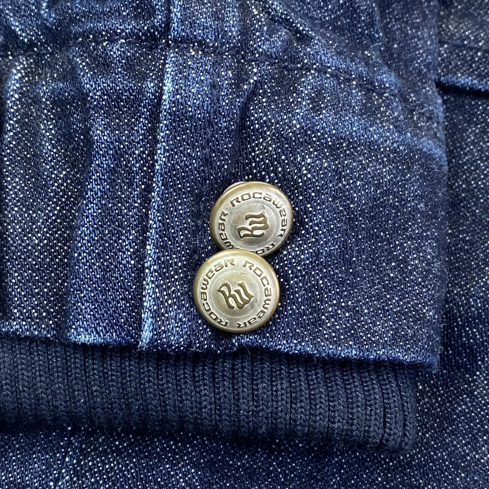 Rocawear Jacket Mens 2XL Denim Hooded Blazer Urban Streetwear Coat Heavy - Image 4 of 4