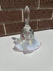 Fenton Pink Opalescent Hand Painted Flowers Diamond Pattern Ruffled Bell Signed