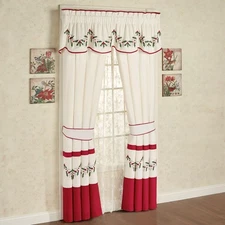 Holly Wreath Luxury Holiday Window Treatments | Embroidered Ivory Christmas V...