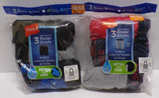 Lot of 2 Hanes Boys' Tagless Boxer Briefs Wicking Cool Assorted Colors 3 Pk Ea