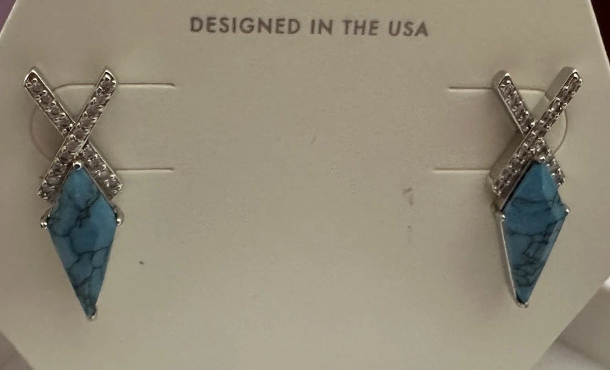 Pendientes BP Dic 2023 Turquesa/Rodio *The Anna Grace-RBP6792 Foto 3 de 4