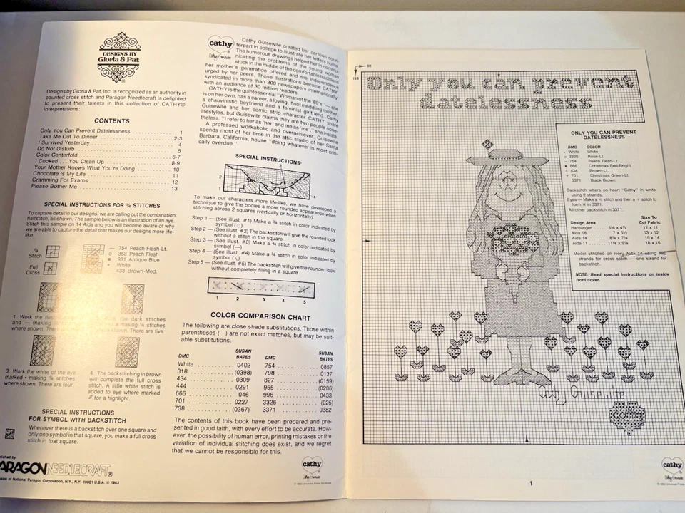 Vtg 1983 Cathy Designs in Counted Cross Stitch Pattern Book Paragon Needlecraft - Image 3 of 4