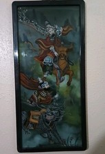 Vintage Early 1900's Chinese Original Painting Reverse Glass Men Fighting Dragon