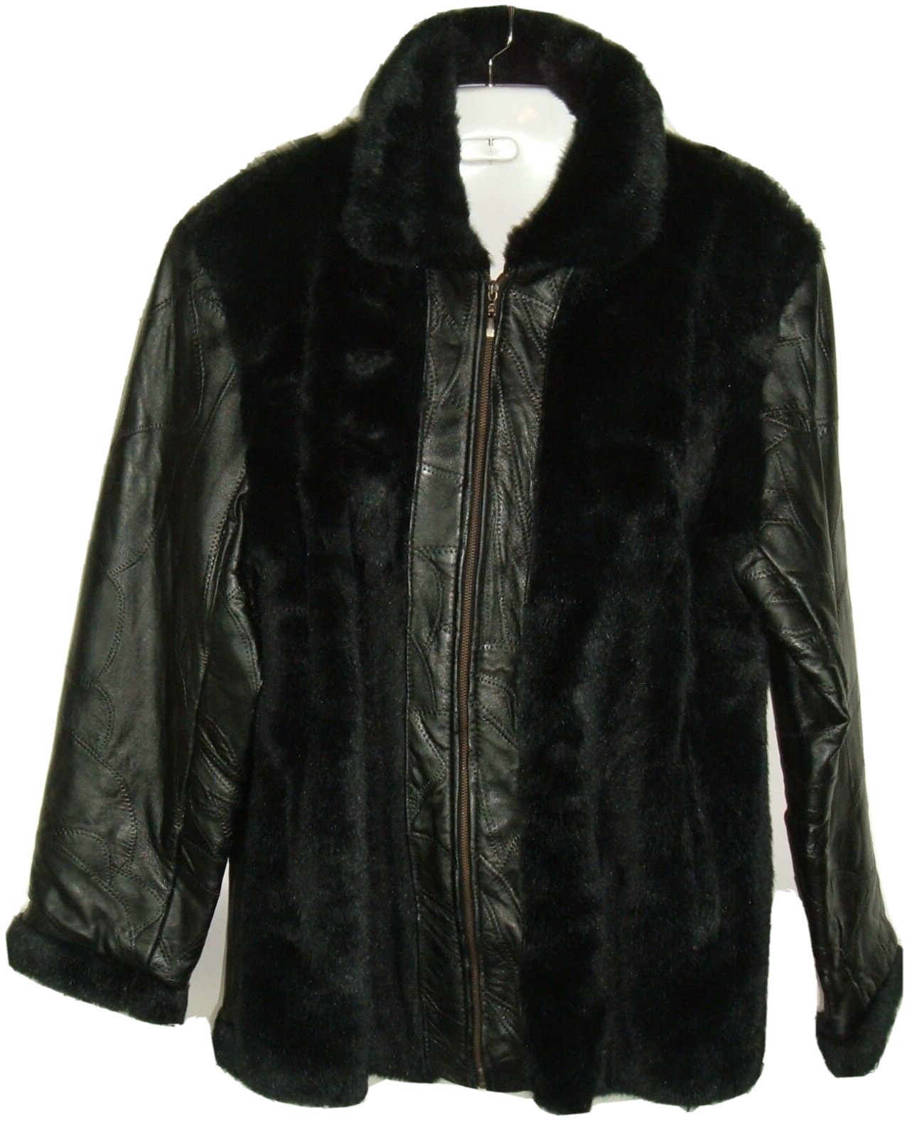 Genuine Leather Jacket Patchwork Black Navarre It… - image 1