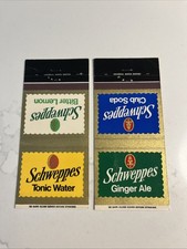 Schweppes Ginger Ale Bitter Lemon Tonic Lot Of 2 Matchbook Covers