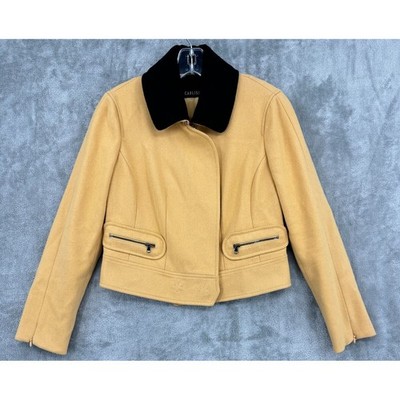 Carlisle Jacket Womens 0 Wool Button Vegan Fur Collar Career Classic Camel Tan