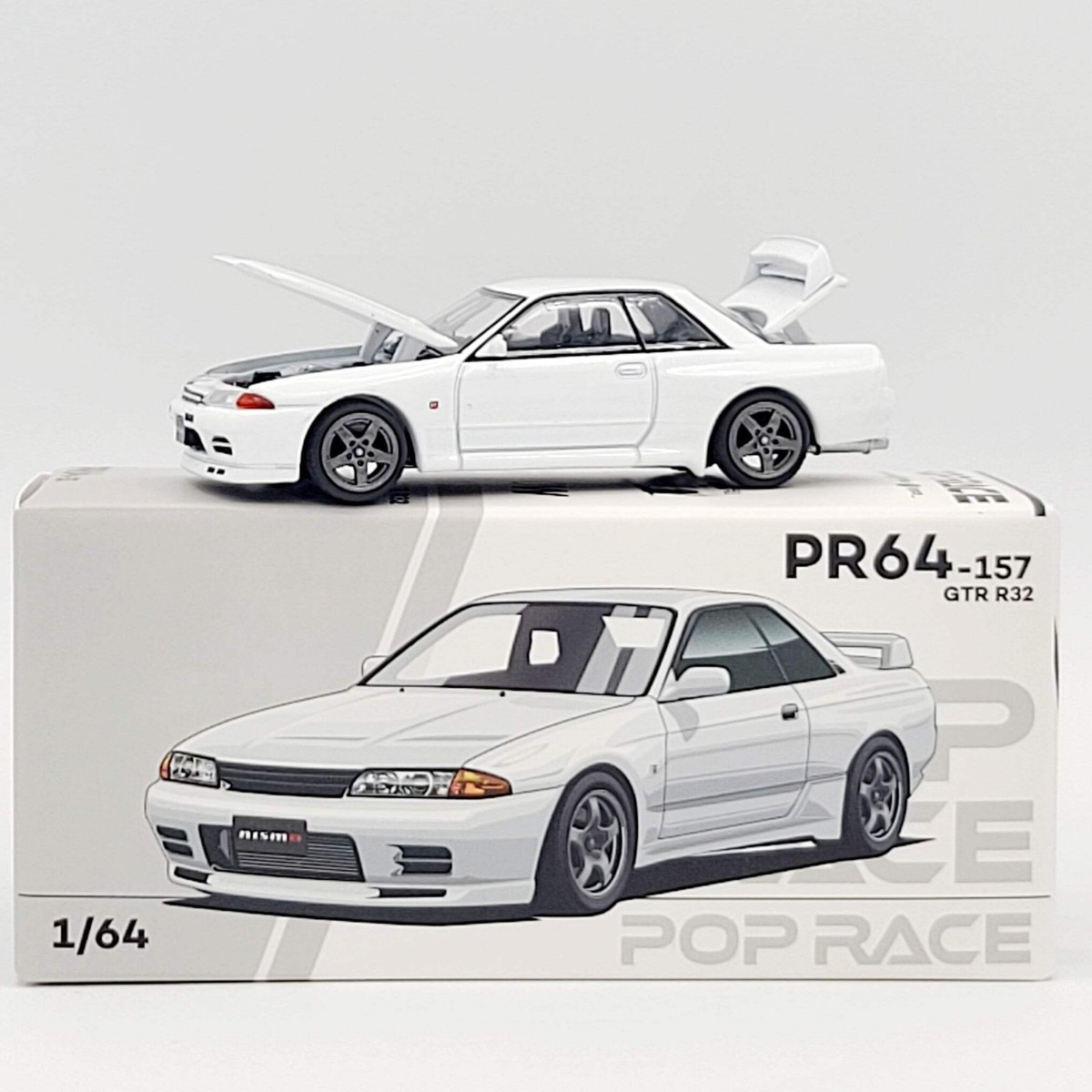 Pop Race Nissan Skyline GT-R R32 - 1:64, Crystal White (2025 Pop Race Nissan Skyline GT-R R32 - 1:64, Crystal White (2025