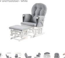 Haywood Reclining Nursing Chair and Footstool - White Wood / Grey 7 recline