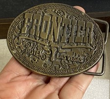 VINTAGE FRONTIER HOTEL CASINO LAS VEGAS, NEVADA STEER HEAD LOGO BELT BUCKLE
