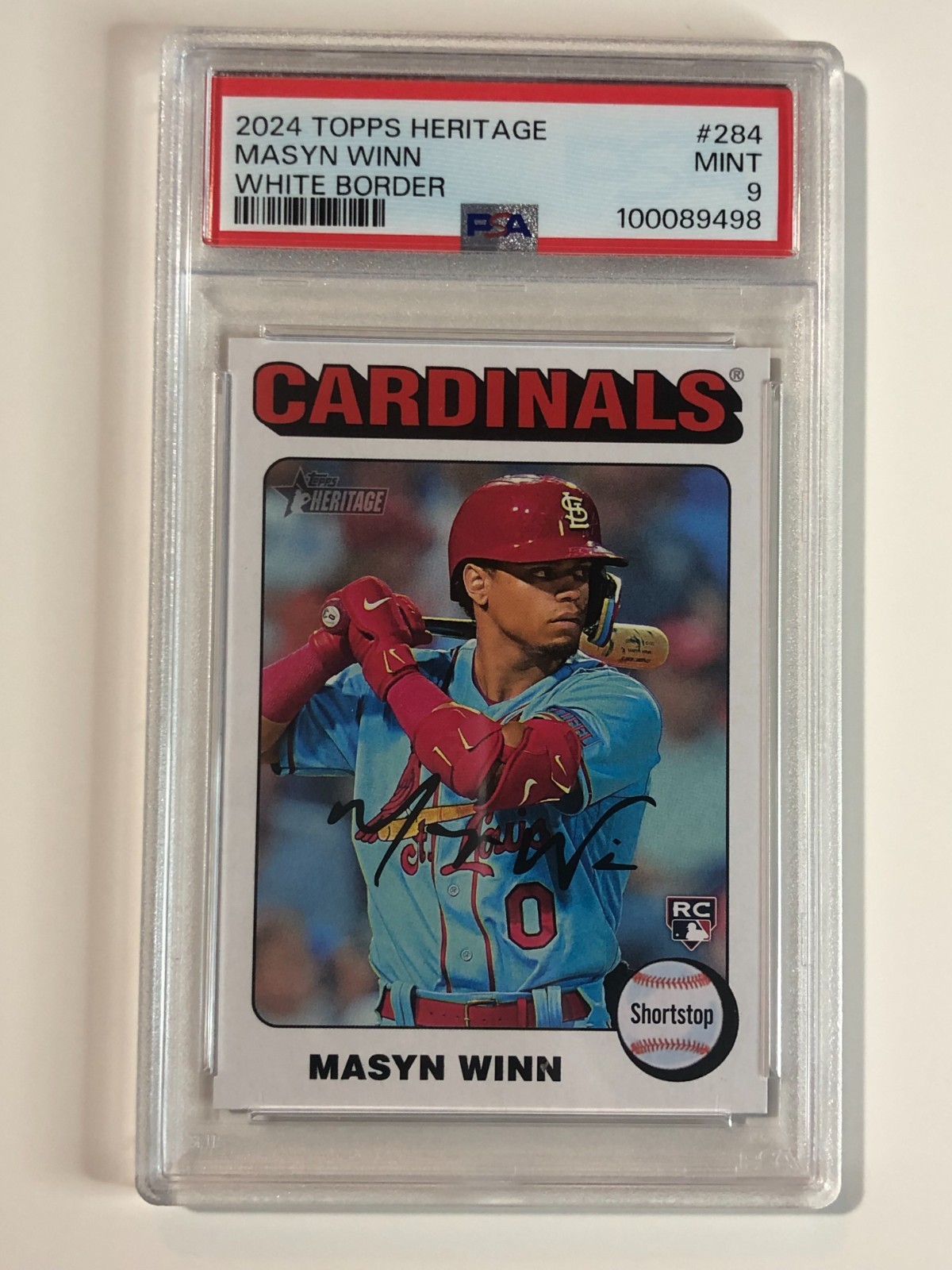 2024 Topps Heritage Rookies White Border #284 Masyn Winn (RC) PSA 9