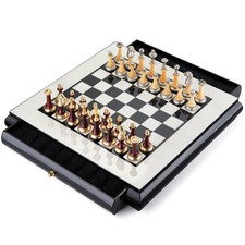 AMEROUS 16 Inches Wooden Chess Set, Large Size Board with 2 Built-in Storage Dra