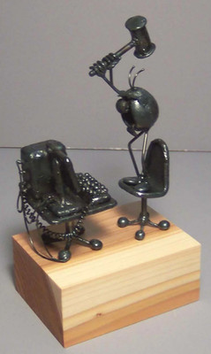 Mini Computer Model with Mallet Retro Desk Decor Collectible Display