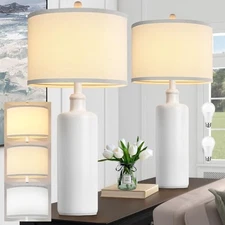 KONDRAS 26" TABLE LAMPS, 3-COLOR TEMPERATURE, 2 BEDSIDE LAMP, JT7704-2WH-WHITE