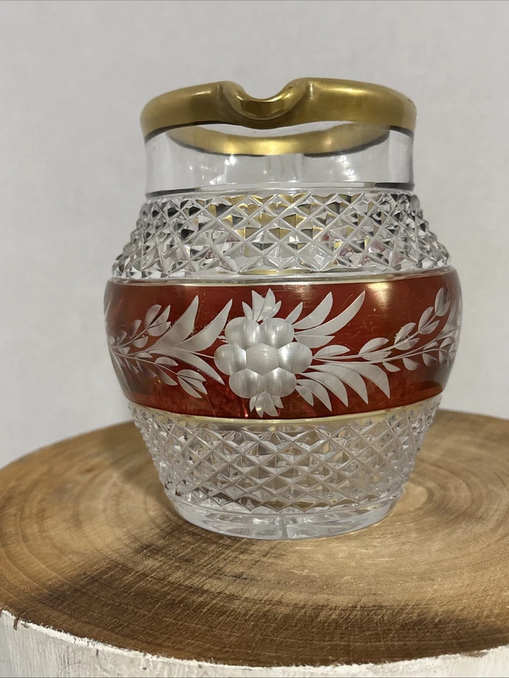 Bohemio Superposición de Color Cristal Pesado con Jarra Borde Dorado con 5 Gafas Multicolores Foto 3 de 4