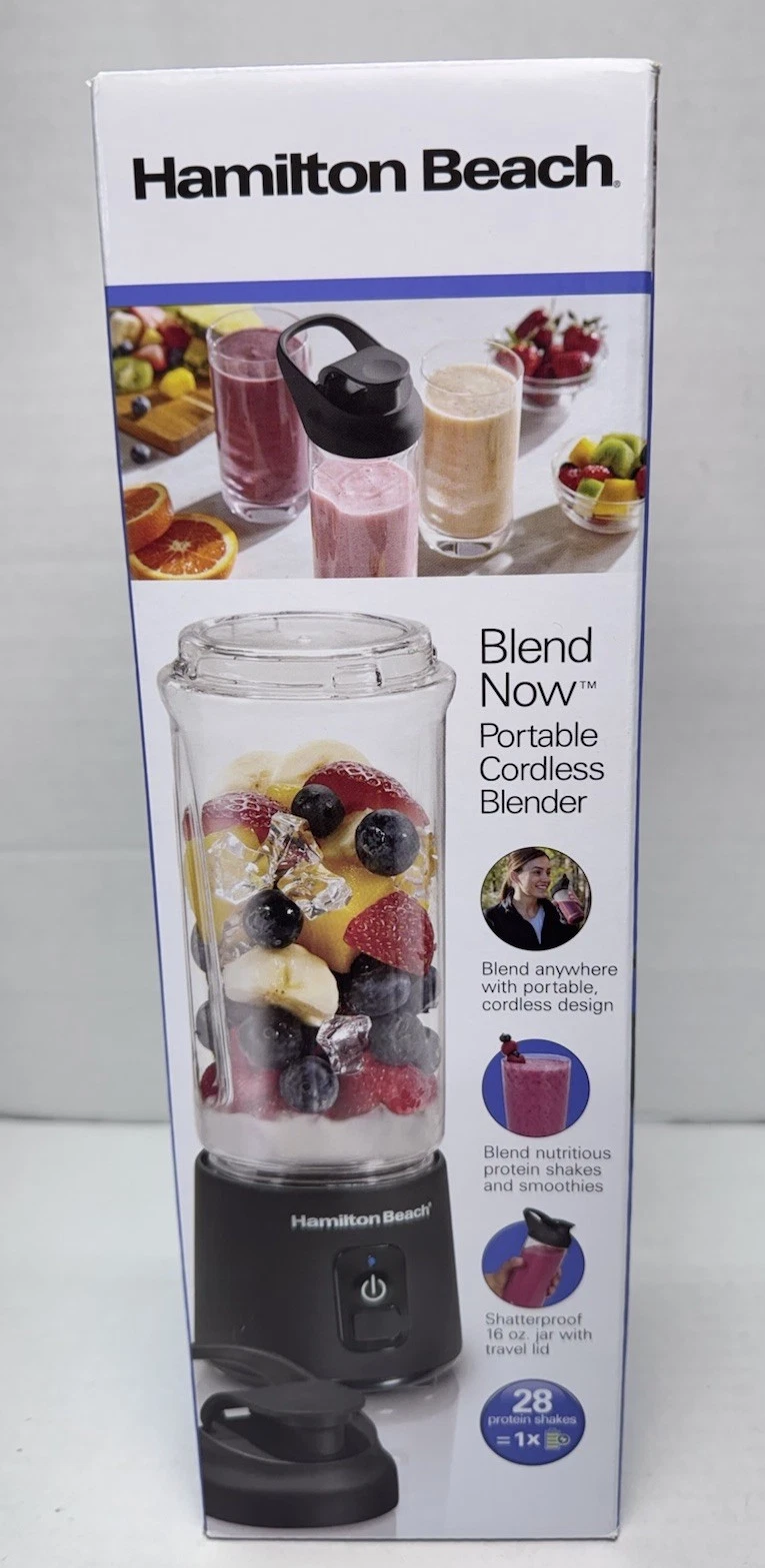 Hamilton Beach Mini Cordless Personal Blender USB Rechargeable 16oz Black 51180