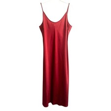 Uniqlo Satin Camisole Midi Dress in Pink Soft Red sz. XL Scoop Neckline