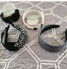 Women's Fabric Headbands Set of 4 Braided Animal Print Solid Assorted Colors