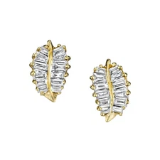 ANITA KO AKPLE-10-YG 18K YG EARRINGS PALM LEAF STUDS BAGUETTE DIAMONDS 0.39 CTTW