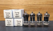 4-Tung-Sol 5687 Vacuum Tubes Tested Black Plates D Getter Loc.2B