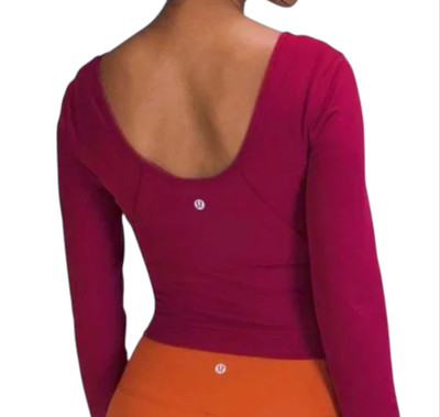 LULULEMON Align Long Sleeve Top Cropped WLDB WILD BERRY PINK/PURPLE Slim Fit 4