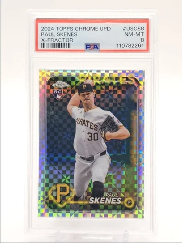 PAUL SKENES 2024 TOPPS CHROME UPDATE ROOKIE X-FRACTOR PIRATES RC PSA 8 Q6515