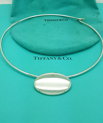 Tiffany & Co. SELTENE ovale Anhänger Halsband Draht Haken Halskette, UK gepunzt!