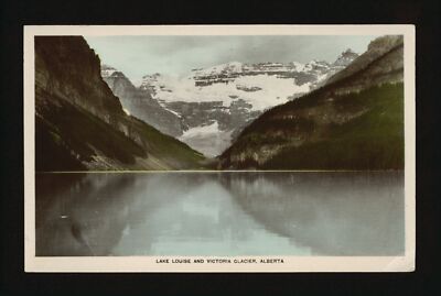 Lake Louise and Victoria Glacier Alberta - view down the Lake Loui- Old Photo