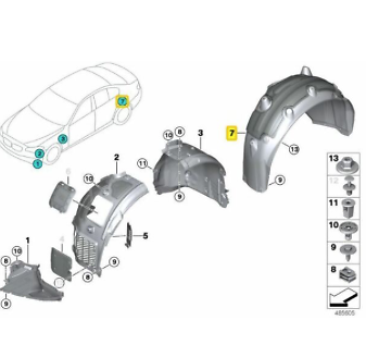 51717351455 Cover Wheel Housing Rear Left BMW 5-series G30 for 