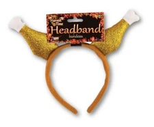 Glitter Turkey Drumstick  Headband Hat Thanksgiving BBQ Adult Chef Chicken Legs