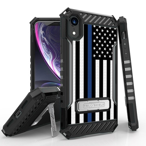 THIN BLUE LINE USA Hybrid Armor Tri Shield Case for iPhone 13,11,XS Max,XR,XS,8, - Picture 7 of 10